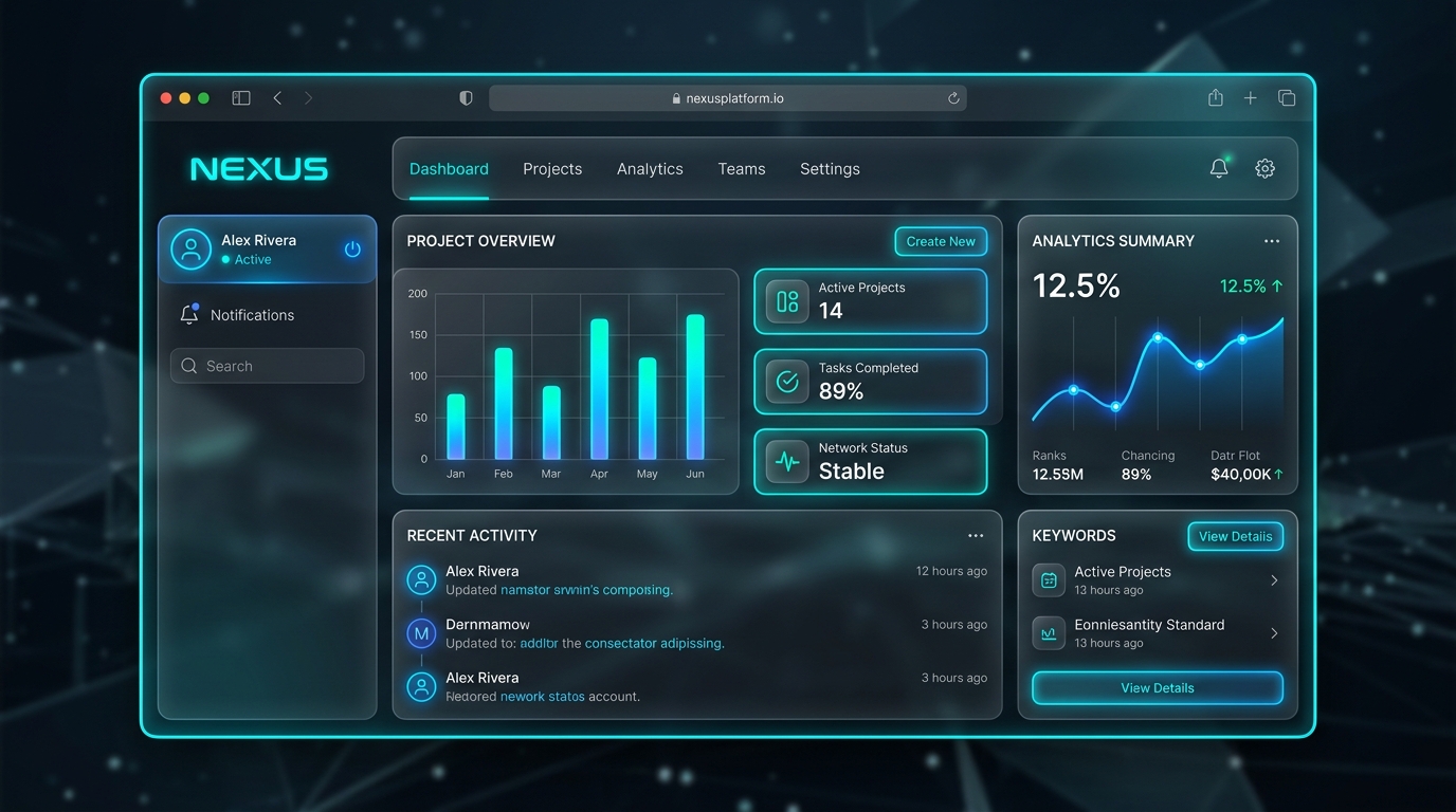 Dark-Mode Glassmorphism Components